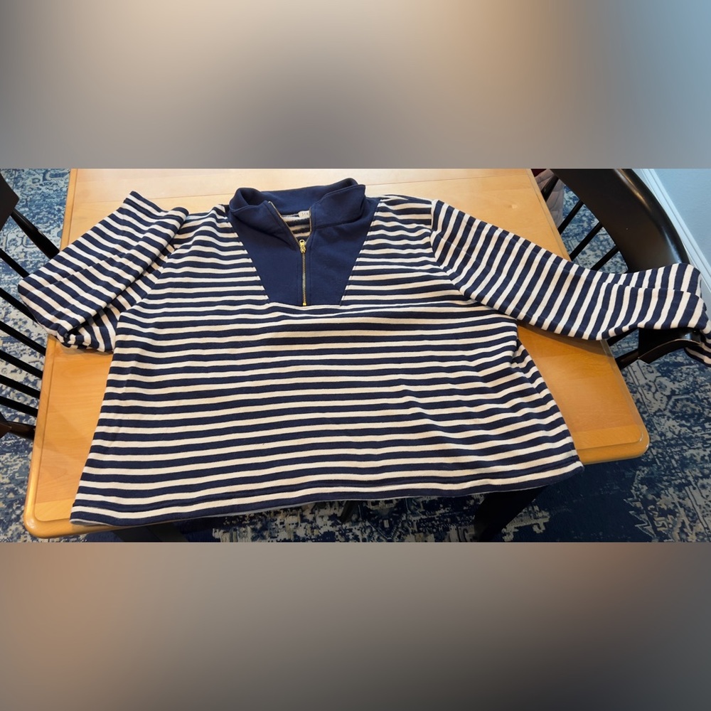 2X J.Crew navy and white pullover